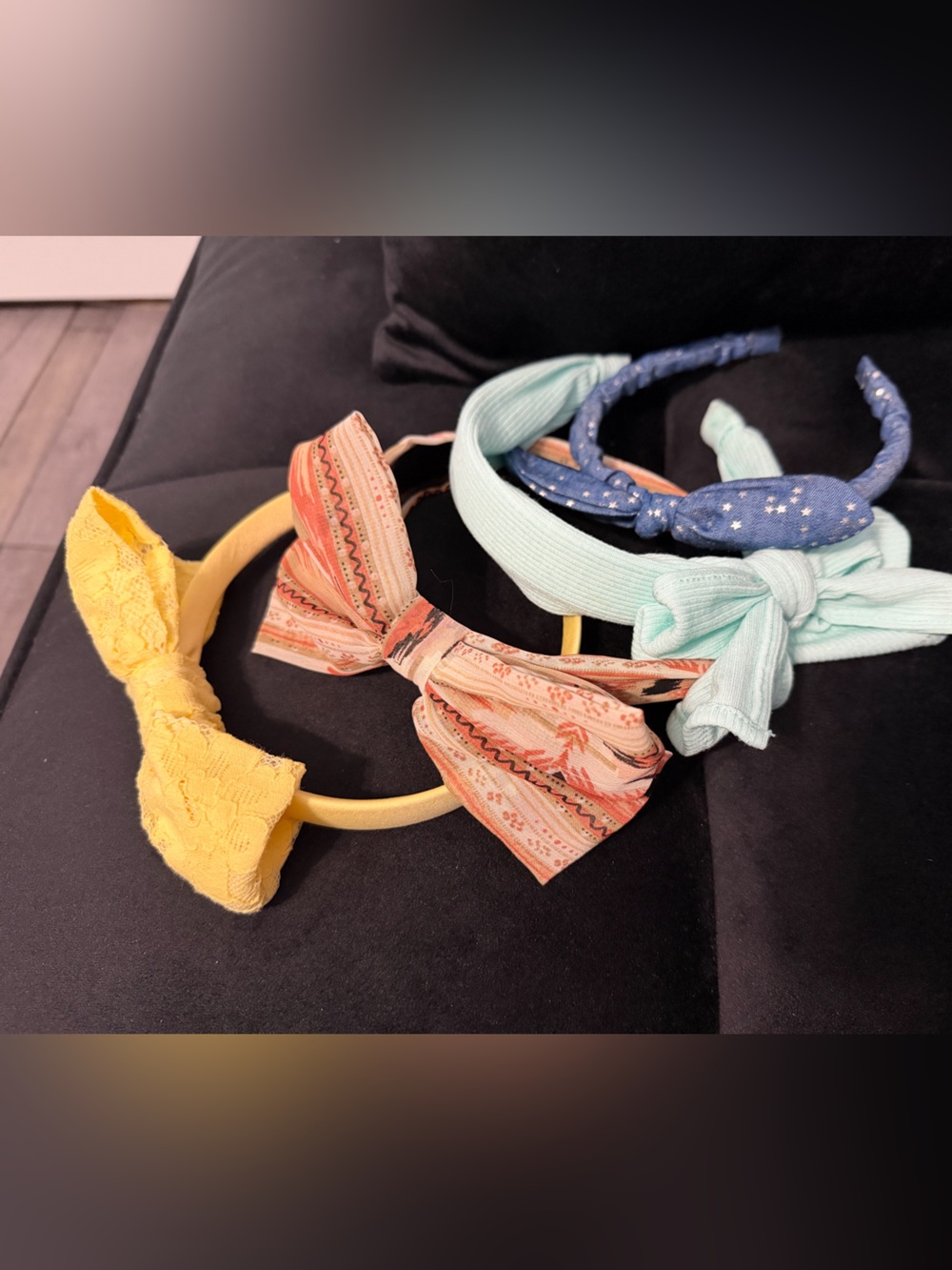 Women girls Bow Headband Bundle - Yellow, Peach, Mint, Navy